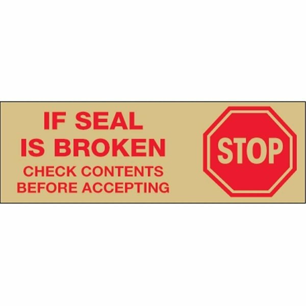 Perfectpitch 2 in. x 110 yards - Stop If Seal is Broken Pre-Printed Carton Sealing Tape - Red & Tan, 36PK PE3359038